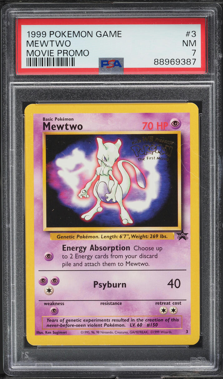 pokemon the movie promo cards 1999 Black Star Mewtwo #3 PSA 7 NRMT on Fanatics Collect the trusted official grading guarantees its condition Ancient Mew Promo Pokemon Movie