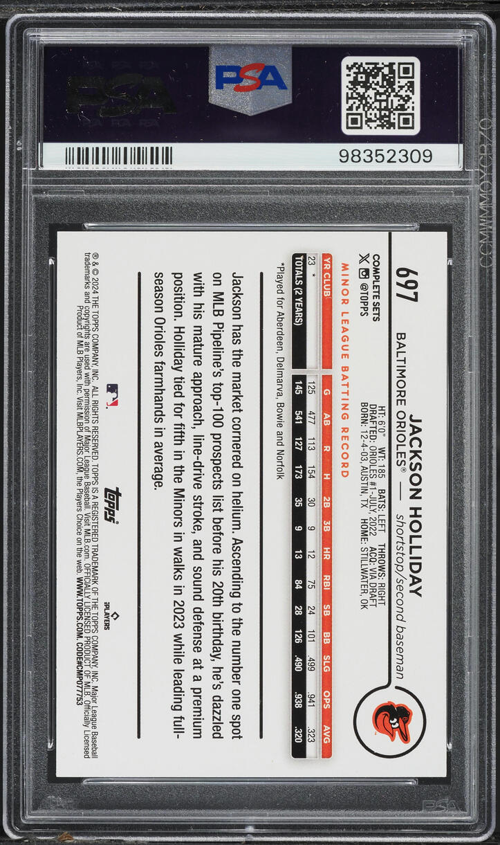 2024 Topps All-Star Game Exclusive Jackson Holliday ROOKIE #697 PSA 10 GEM MINT