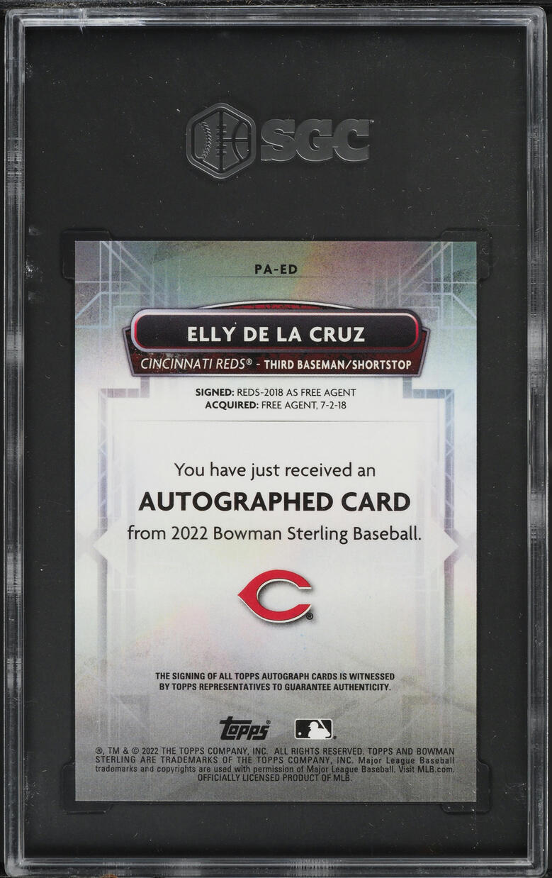 2022 Bowman Sterling Prospect Elly De La Cruz AUTO #PA-ED SGC 9.5 MINT+