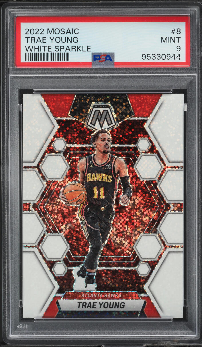 2022 Panini Mosaic White Sparkle Trae Young #8 PSA 9 MINT