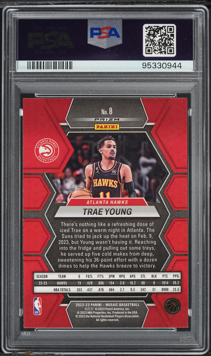 2022 Panini Mosaic White Sparkle Trae Young #8 PSA 9 MINT