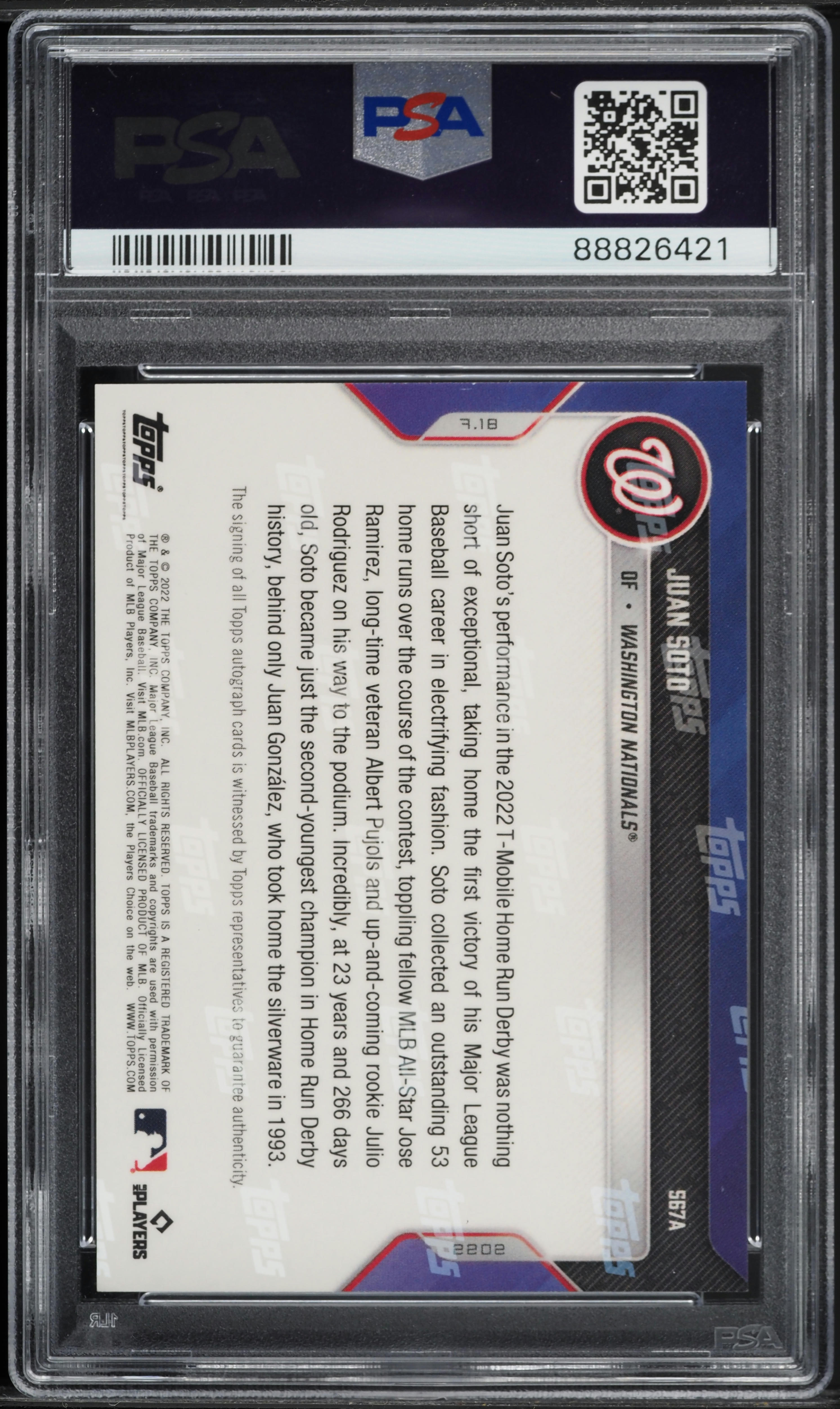 2022 Topps Now Juan Soto AUTO /99 #567A PSA 10 GEM MINT on