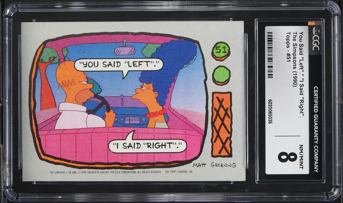 1990 Topps The Simpsons You Said Left I Said Right #51 CGC 8 NM-MT
