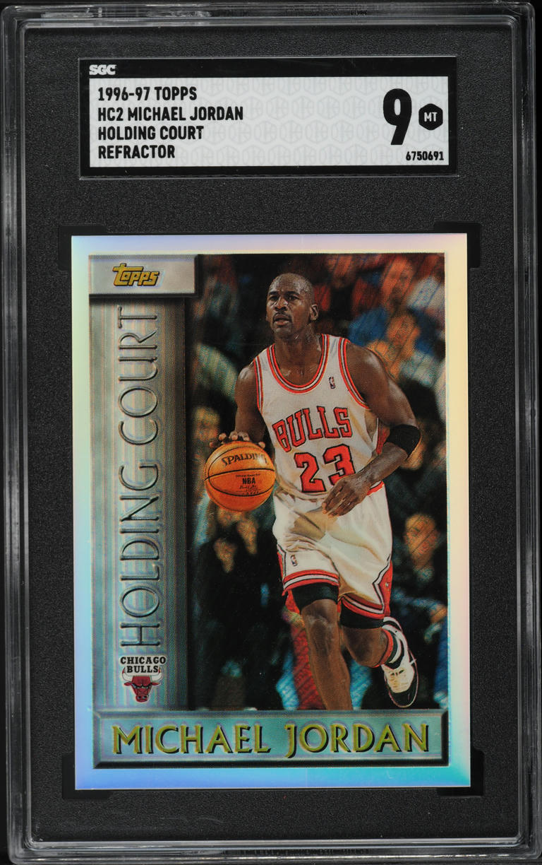 1996 Topps Holding Court Refractor Michael Jordan #HC2 SGC 9 MINT