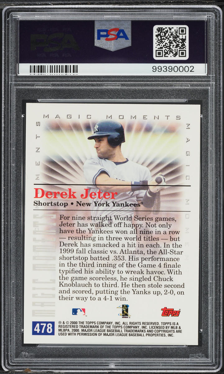 2000 Topps Magic Moments 17 Game Hit Streak Derek Jeter #478 PSA 10 GEM MINT