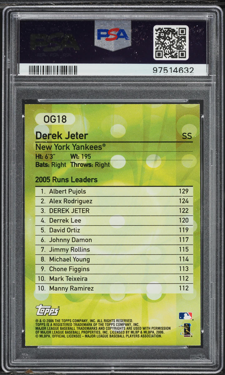 2006 Topps Own The Game Derek Jeter #OG18 PSA 10 GEM MINT