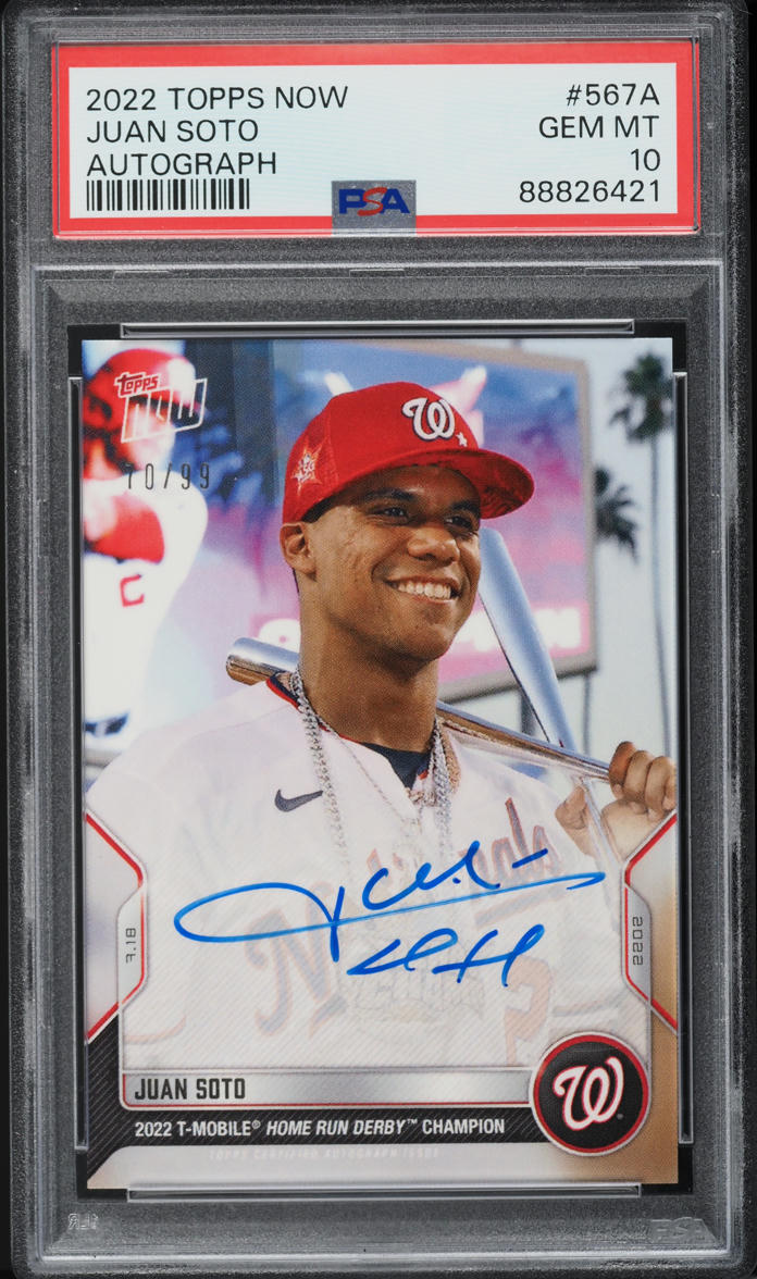 2022 Topps Now Juan Soto AUTO /99 #567A PSA 10 GEM MINT on