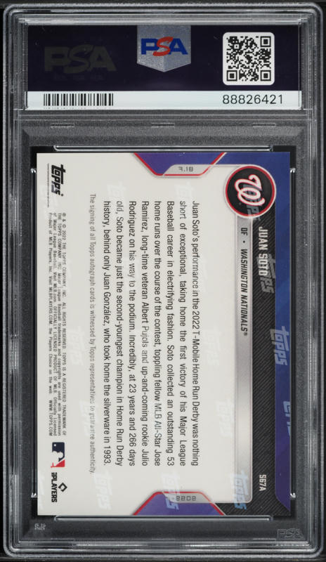 2022 Topps Now Juan Soto AUTO /99 #567A PSA 10 GEM MINT on
