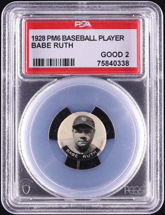 1928 PM6 Baseball Player Pins Babe Ruth PSA 2 GD