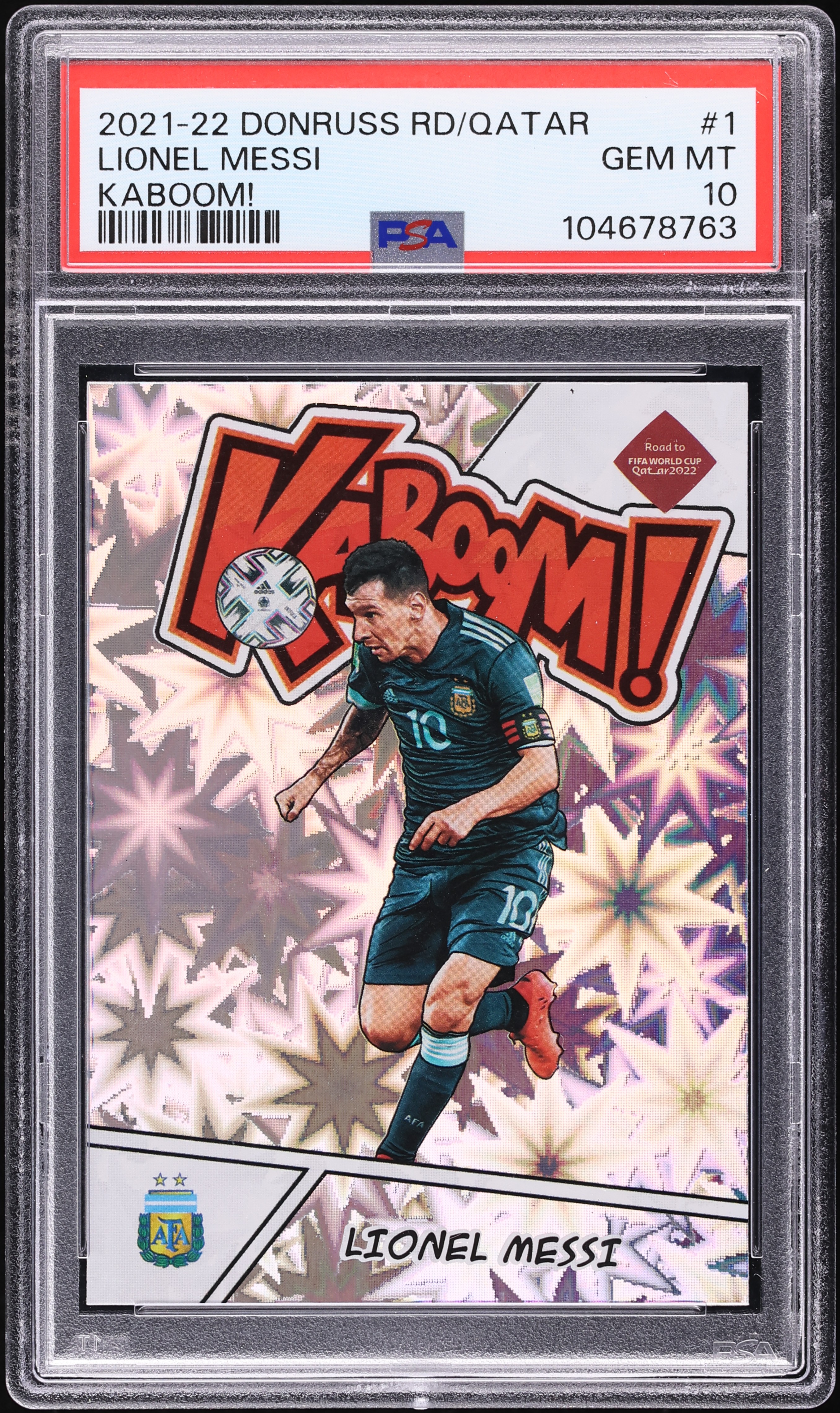 2021 Donruss Road To Qatar Kaboom! Lionel Messi #1 PSA 10 GEM MINT