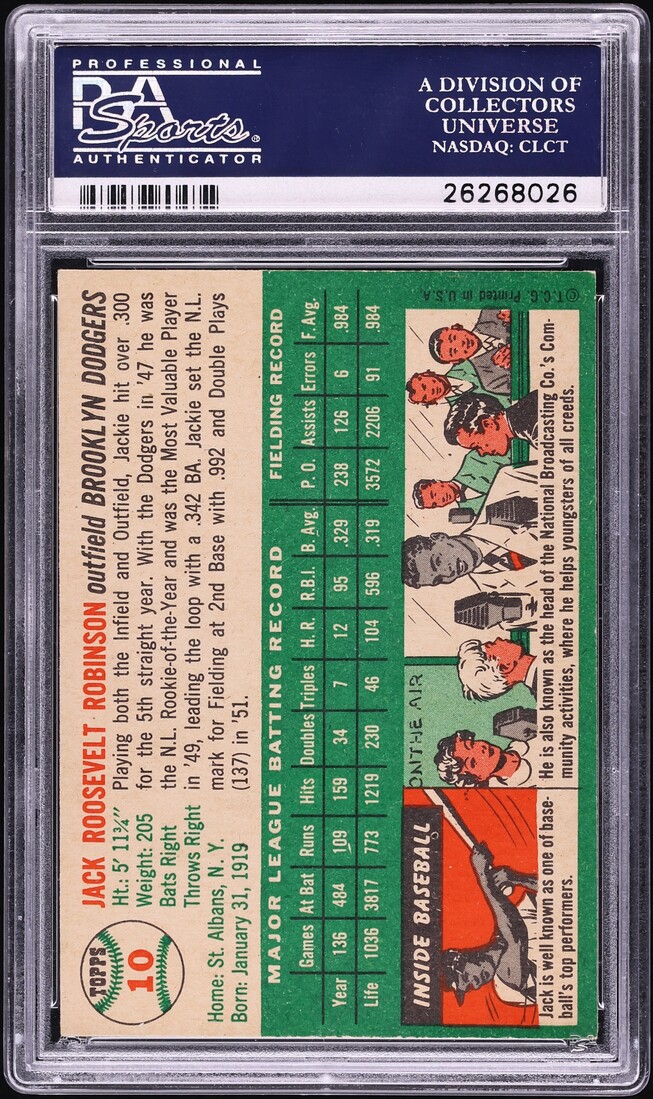 1954 Topps Jackie Robinson #10 PSA 8 NM-MT