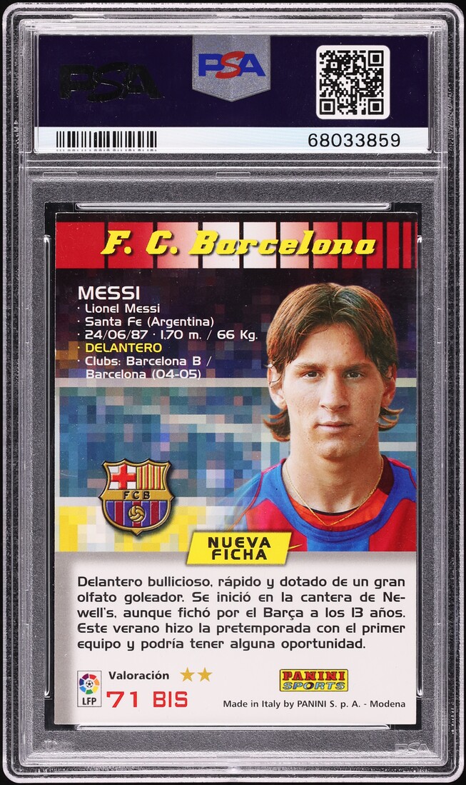 2004 Panini Sports Mega Cracks Lionel Messi ROOKIE #71 PSA 3 VG on