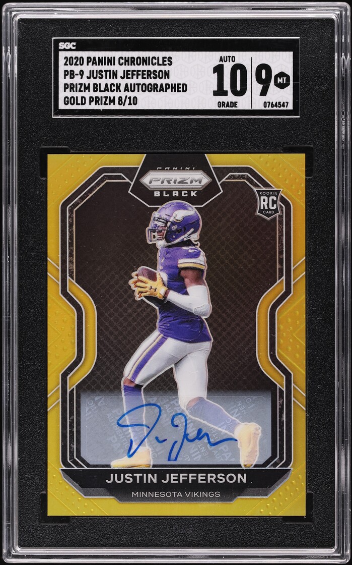 2020 Panini Chronicles Prizm Black Gold Justin Jefferson ROOKIE AUTO /10 SGC 9 on Fanatics Collect 2020 Panini Chronicles Prizm Black Gold Justin Jefferson ROOKIE AUTO /10 SGC 9 on Fanatics Collect