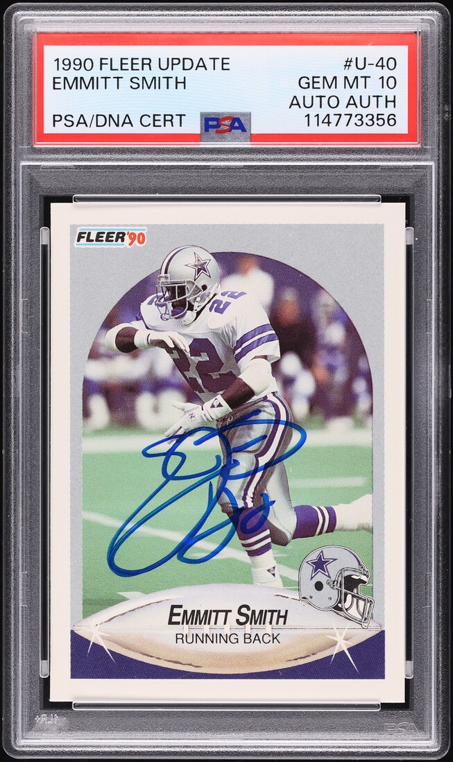 1990 Fleer Update Emmitt Smith ROOKIE AUTO #U-40 PSA 10 GEM MINT