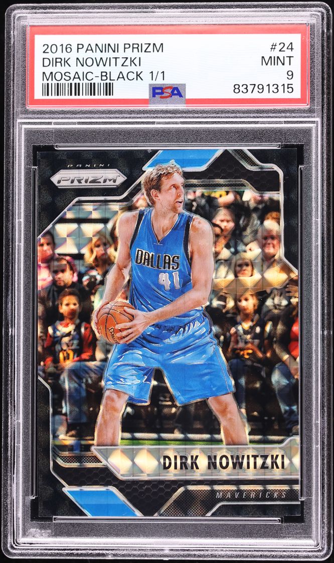 2016 Panini Prizm Mosaic Black Dirk Nowitzki 1/1 #24 PSA 9 MINT