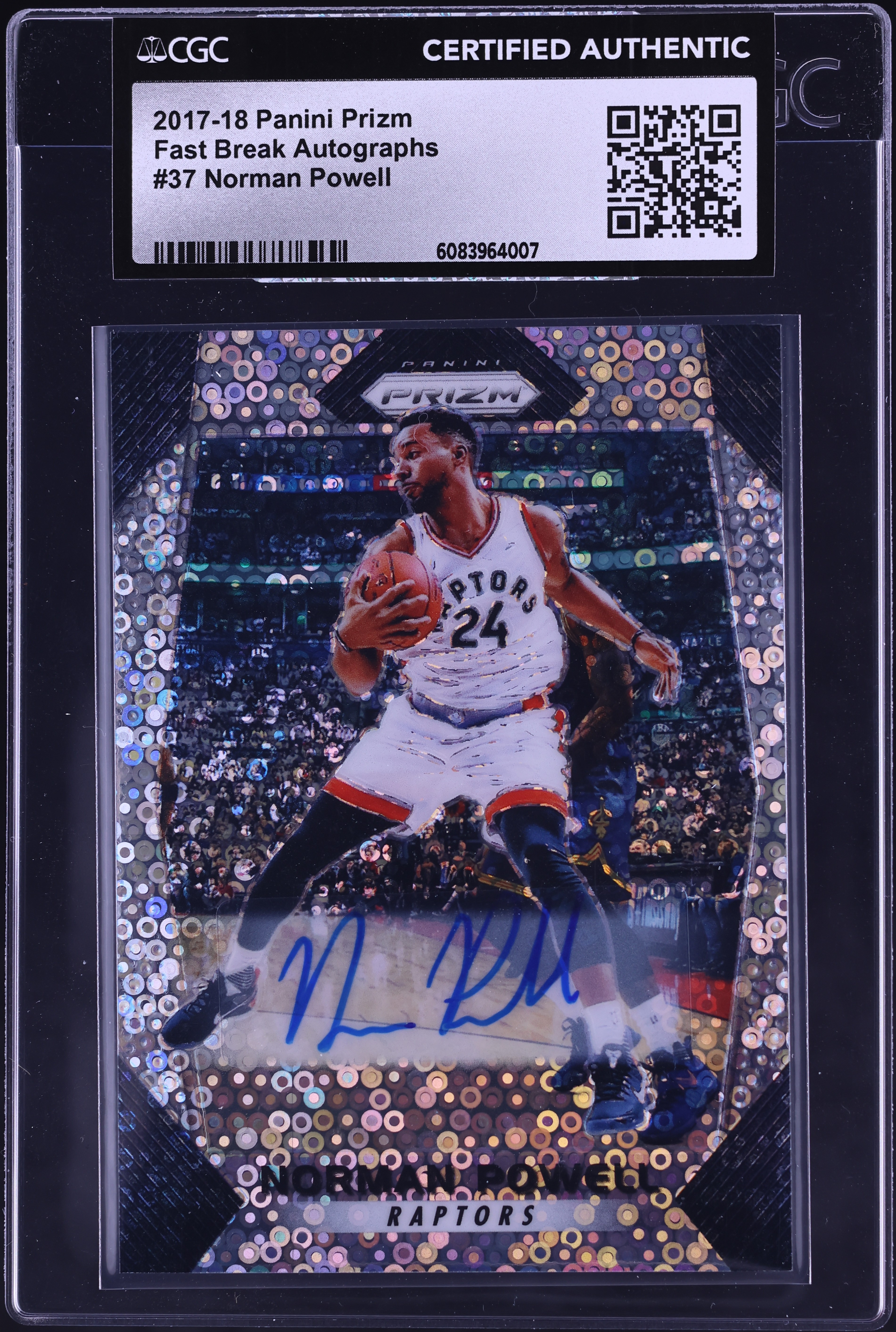 2017 Panini Prizm Fast Break Norman Powell AUTO #37 CGC AUTH on