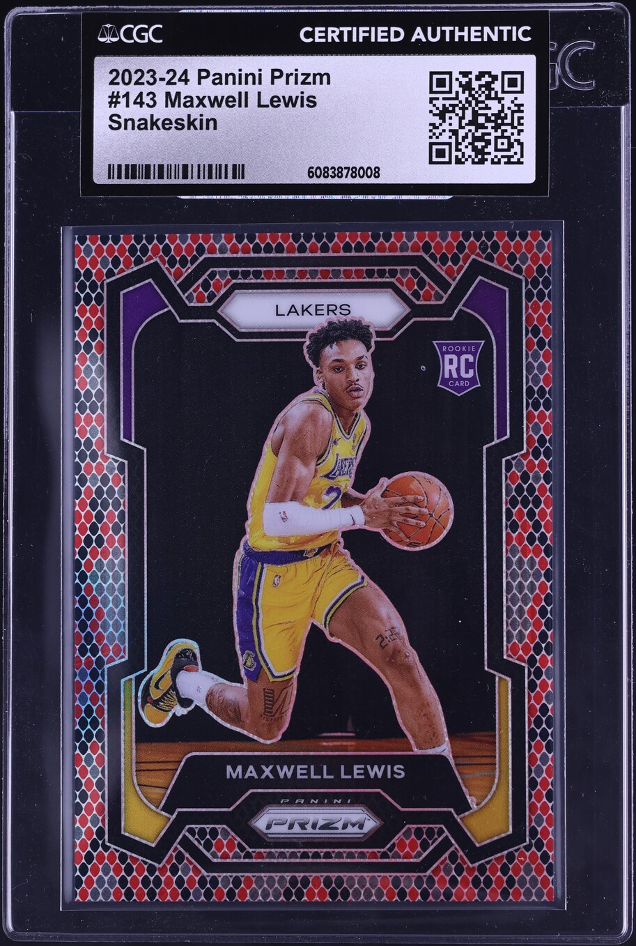 2023 Panini Prizm Snakeskin Maxwell Lewis ROOKIE #143 CGC AUTH