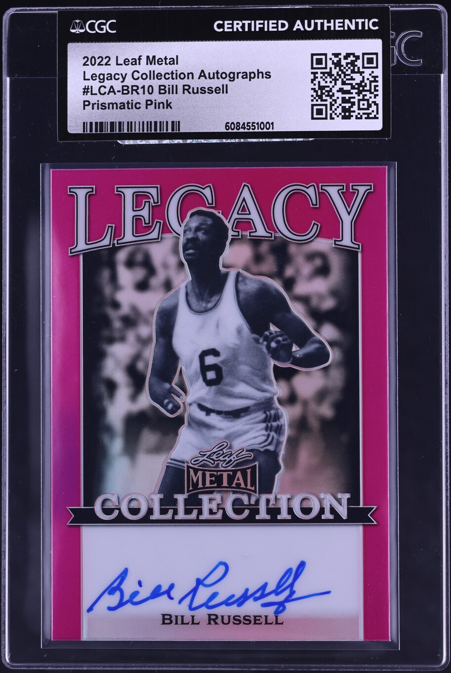 2022 Leaf Metal Legacy Collection Prismatic Pink Bill Russell AUTO /6 CGC AUTH