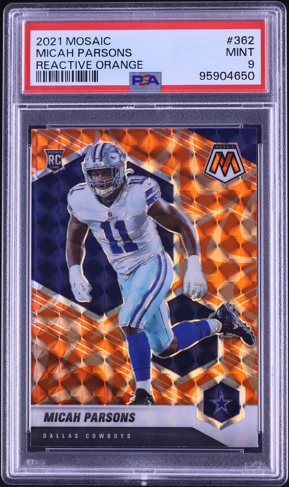 2021 Panini Mosaic Reactive Orange Micah Parsons ROOKIE #362 PSA 9