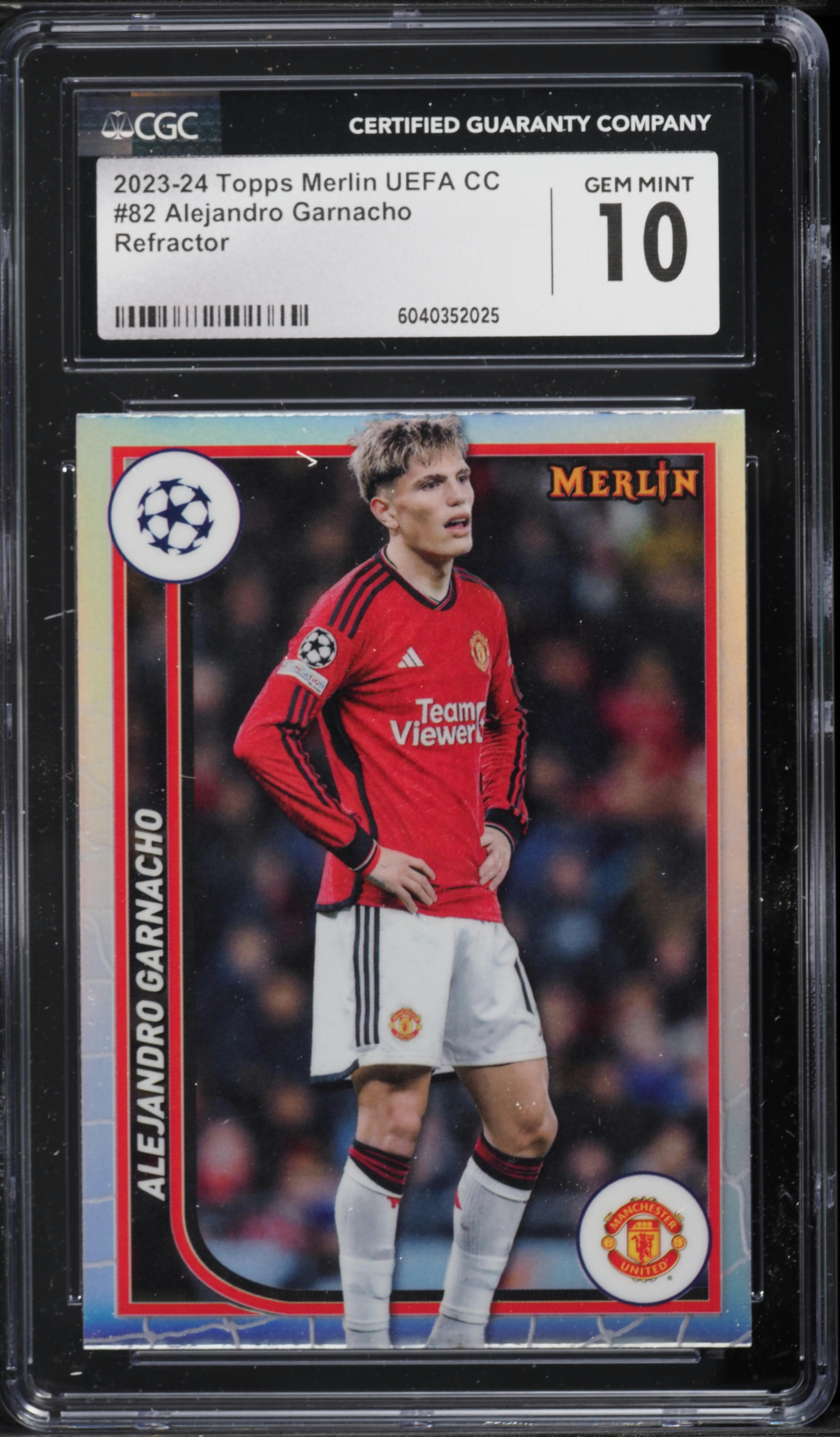2023 Topps Merlin UEFA CC Refractor Alejandro Garnacho #82 CGC 10
