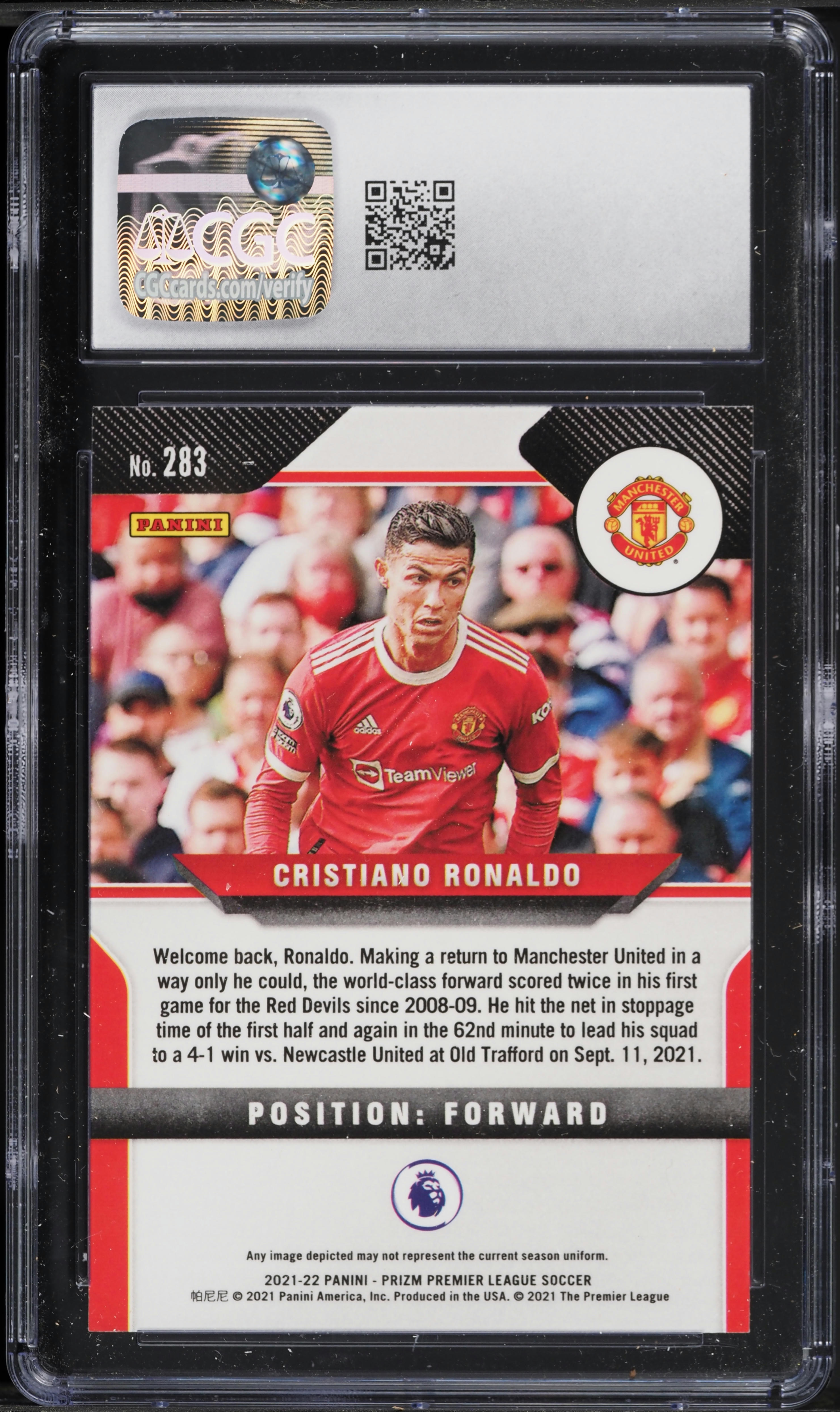 2021 Panini Prizm Premier League Cristiano Ronaldo #283 CGC 10 GEM