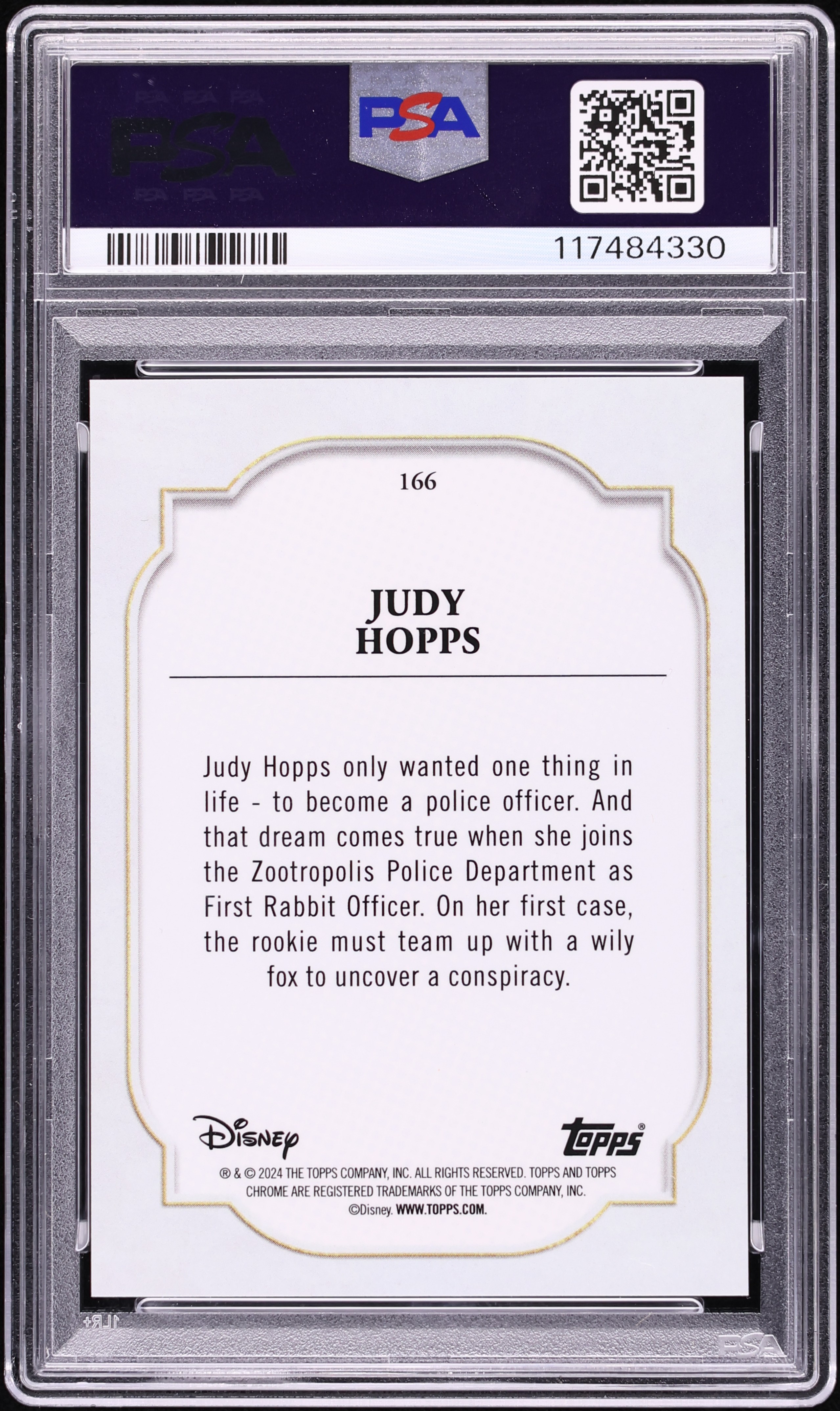 2024 Topps Chrome Disney Green Refractor Judy Hopps /99 #166 PSA