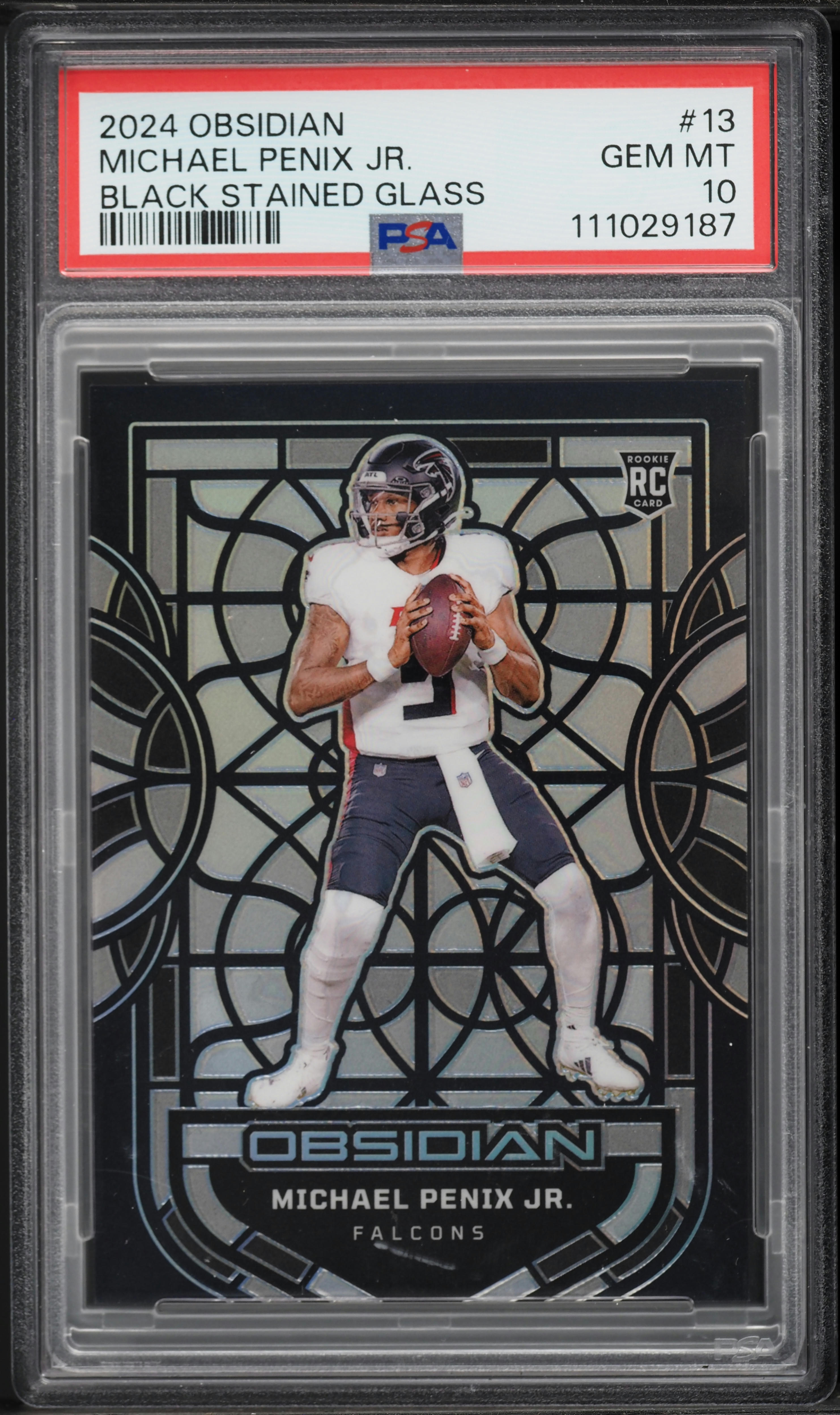2024 Panini Obsidian Black Stained Glass Michael Penix Jr. ROOKIE