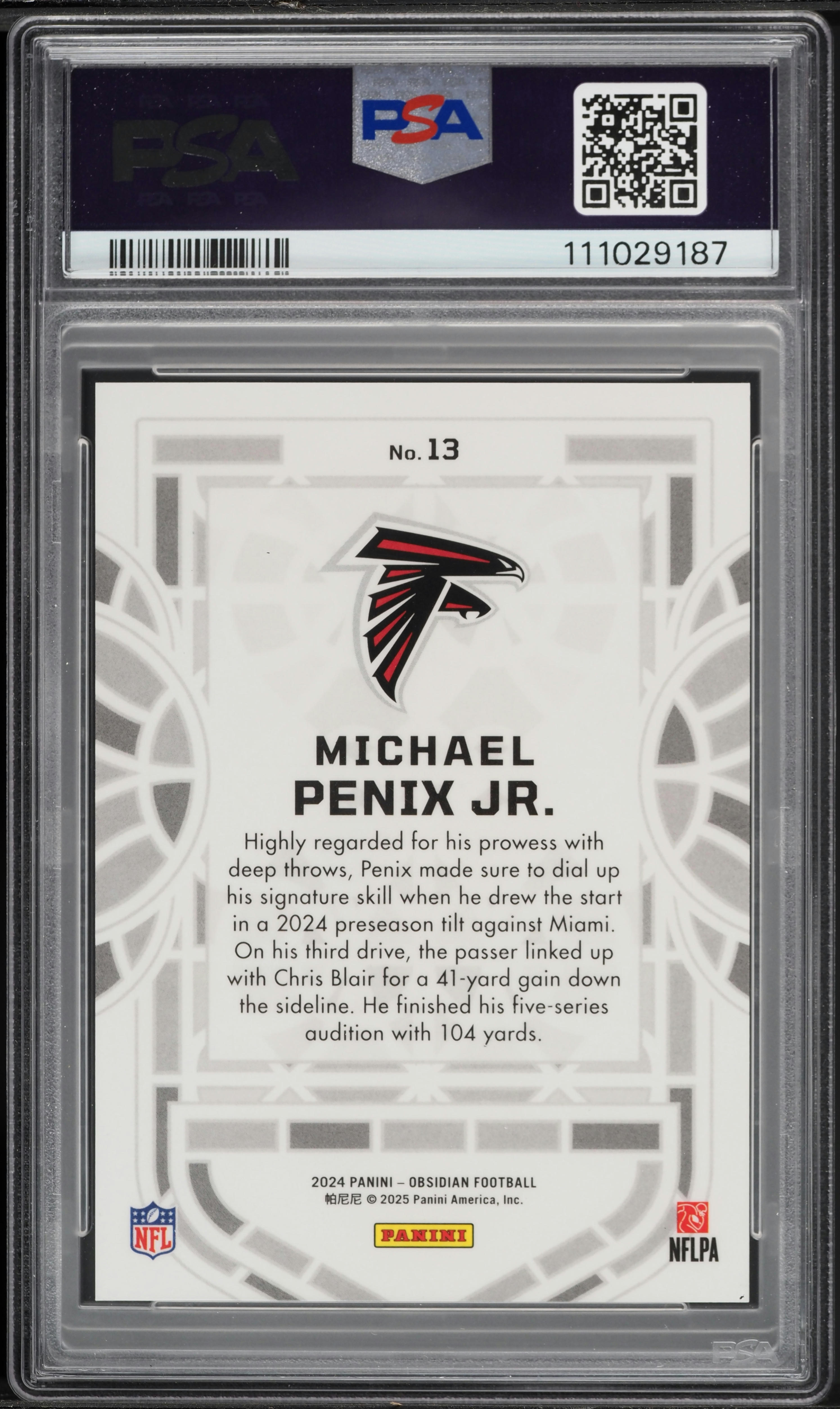 2024 Panini Obsidian Black Stained Glass Michael Penix Jr. ROOKIE