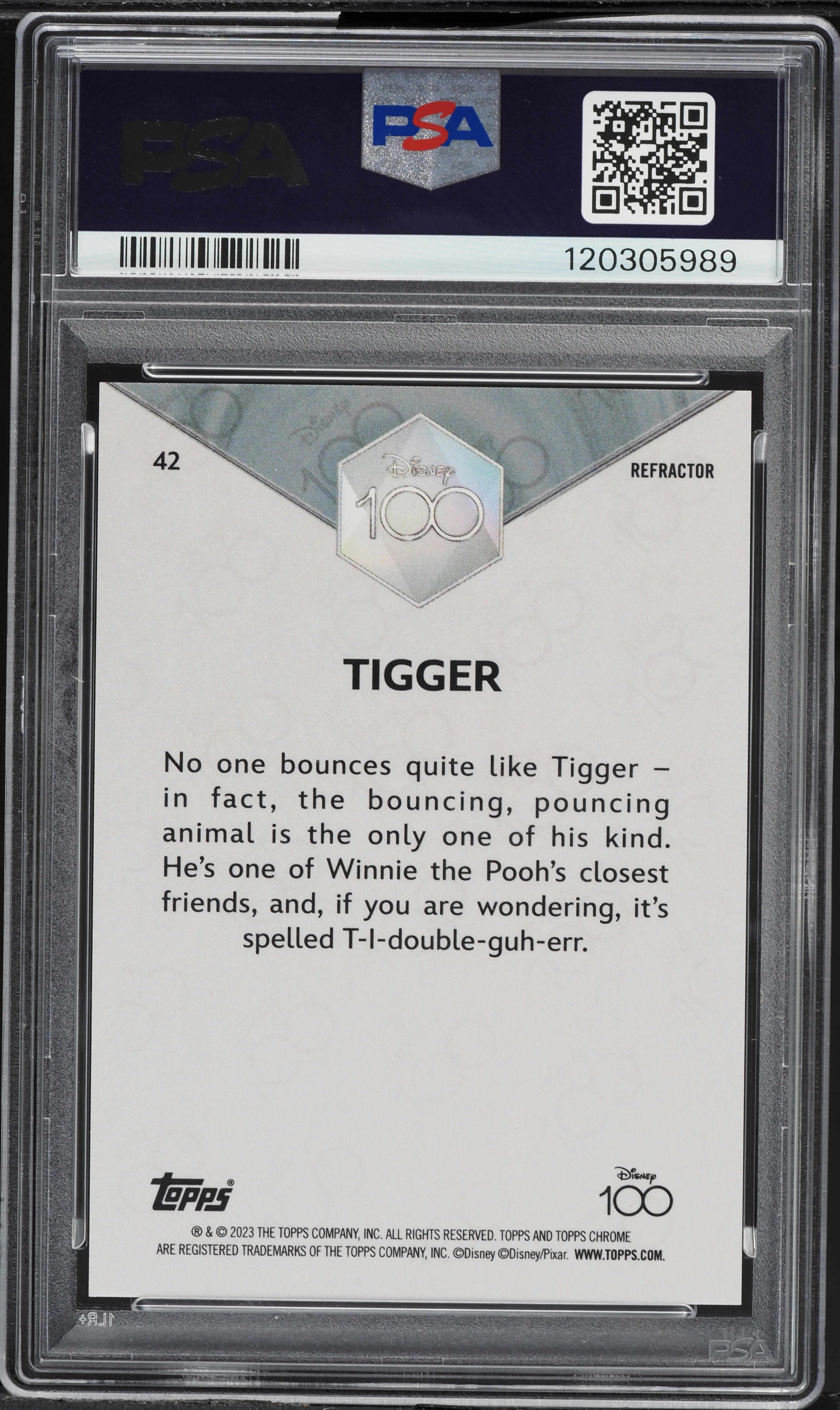 2023 Topps Chrome Disney100 Refractor Tigger #42 PSA 9 MINT on