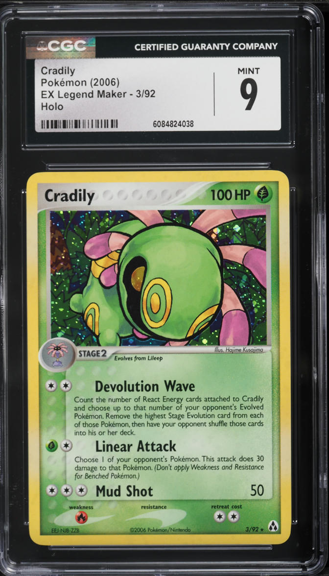 2006 Pokemon EX Legend Maker Holo Cradily #3 CGC 9 MINT