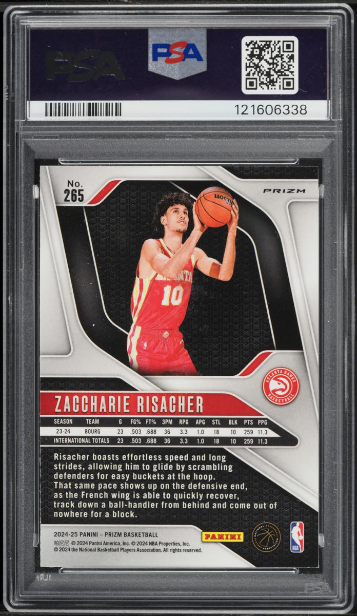 2024 Panini Prizm Ruby Wave Zaccharie Risacher ROOKIE #265 PSA 9