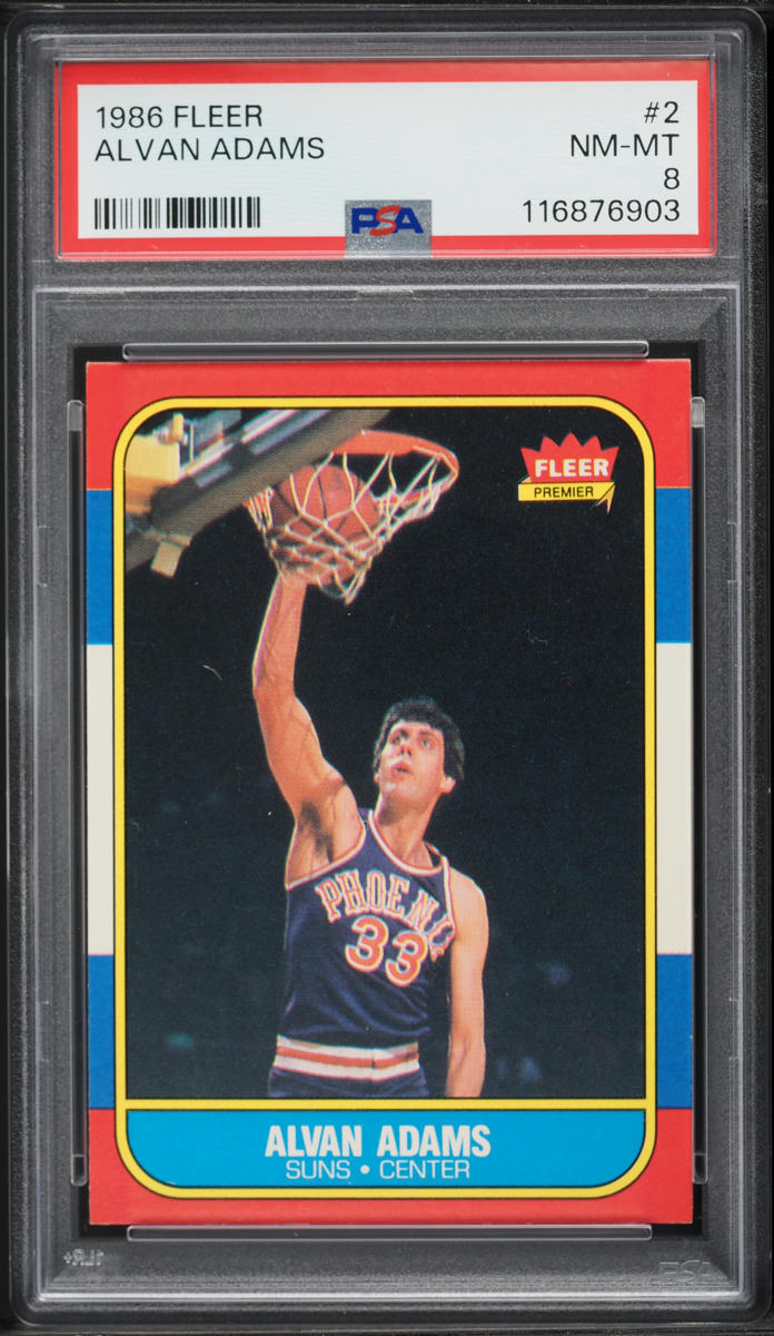 1986 Fleer Basketball Alvan Adams #2 PSA 8 NM-MT