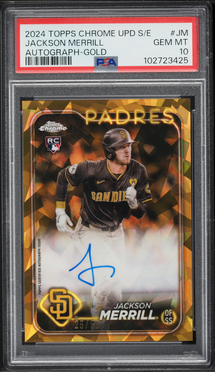 2024 Topps Chrome Sapphire Gold Jackson Merrill ROOKIE AUTO /50 PSA 10 GEM MINT