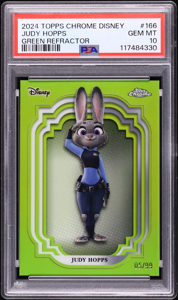 2024 Topps Chrome Disney Green Refractor Judy Hopps /99 #166 PSA