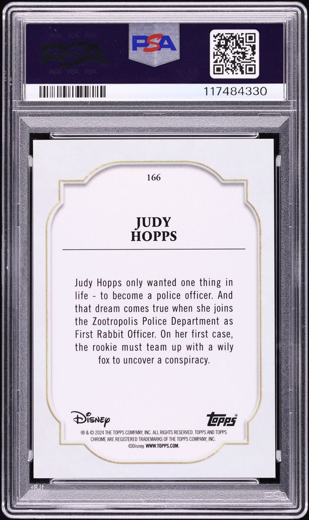 2024 Topps Chrome Disney Green Refractor Judy Hopps /99 #166 PSA