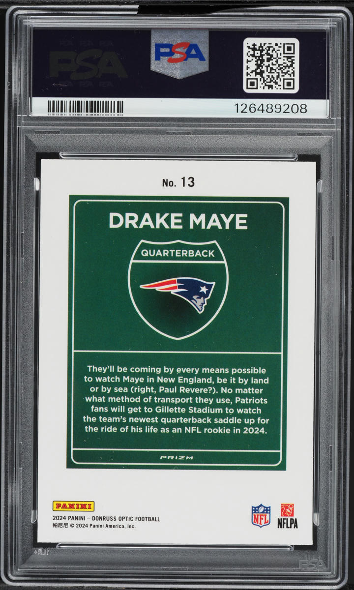 2024 Donruss Optic Downtown Drake Maye ROOKIE #13 PSA 9 MINT