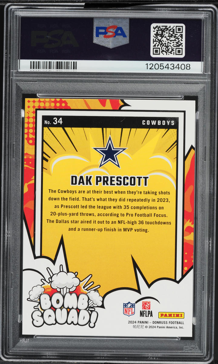 2024 Donruss Bomb Squad Dak Prescott #34 PSA 10 GEM MINT
