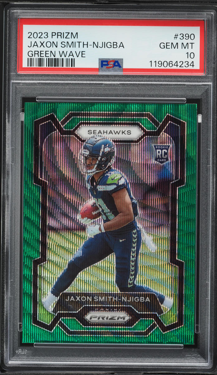 2023 Panini Prizm Green Wave Jaxon Smith-Njigba ROOKIE #390 PSA 10 GEM MINT