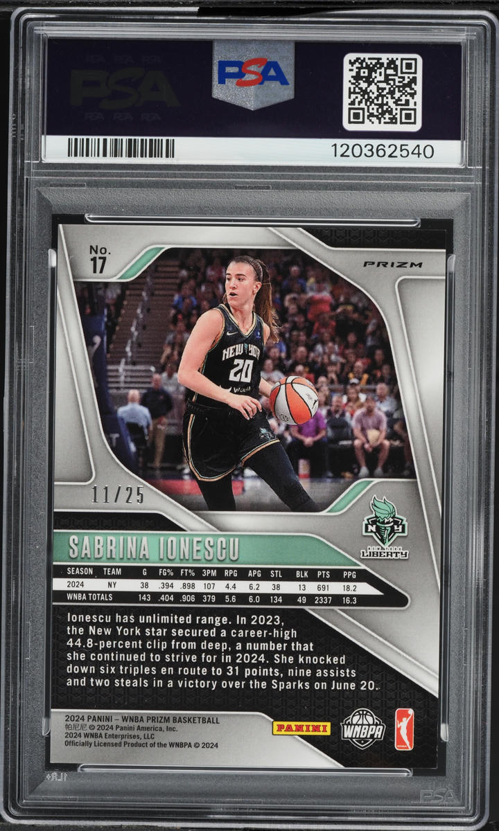 2024 Panini Prizm WNBA Mojo Sabrina Ionescu /25 #17 PSA 9 MINT