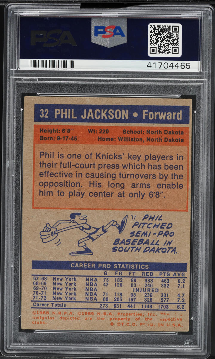 1972 Topps Basketball Phil Jackson ROOKIE #32 PSA 5 EX