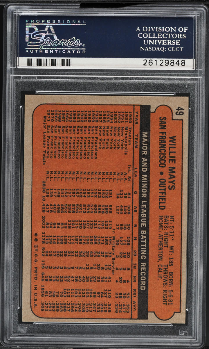 1972 Topps Willie Mays #49 PSA 8 NM-MT