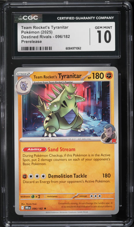 2025 Pokemon Scarlet & Violet Destined Rivals Team Rocket's Tyranitar #96 CGC 10 GEM MINT