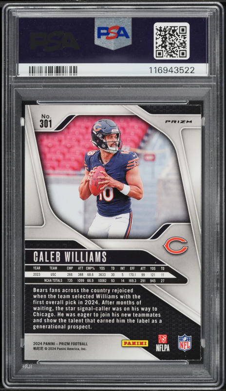 2024 Panini Prizm Silver Caleb Williams ROOKIE #301 PSA 10 GEM