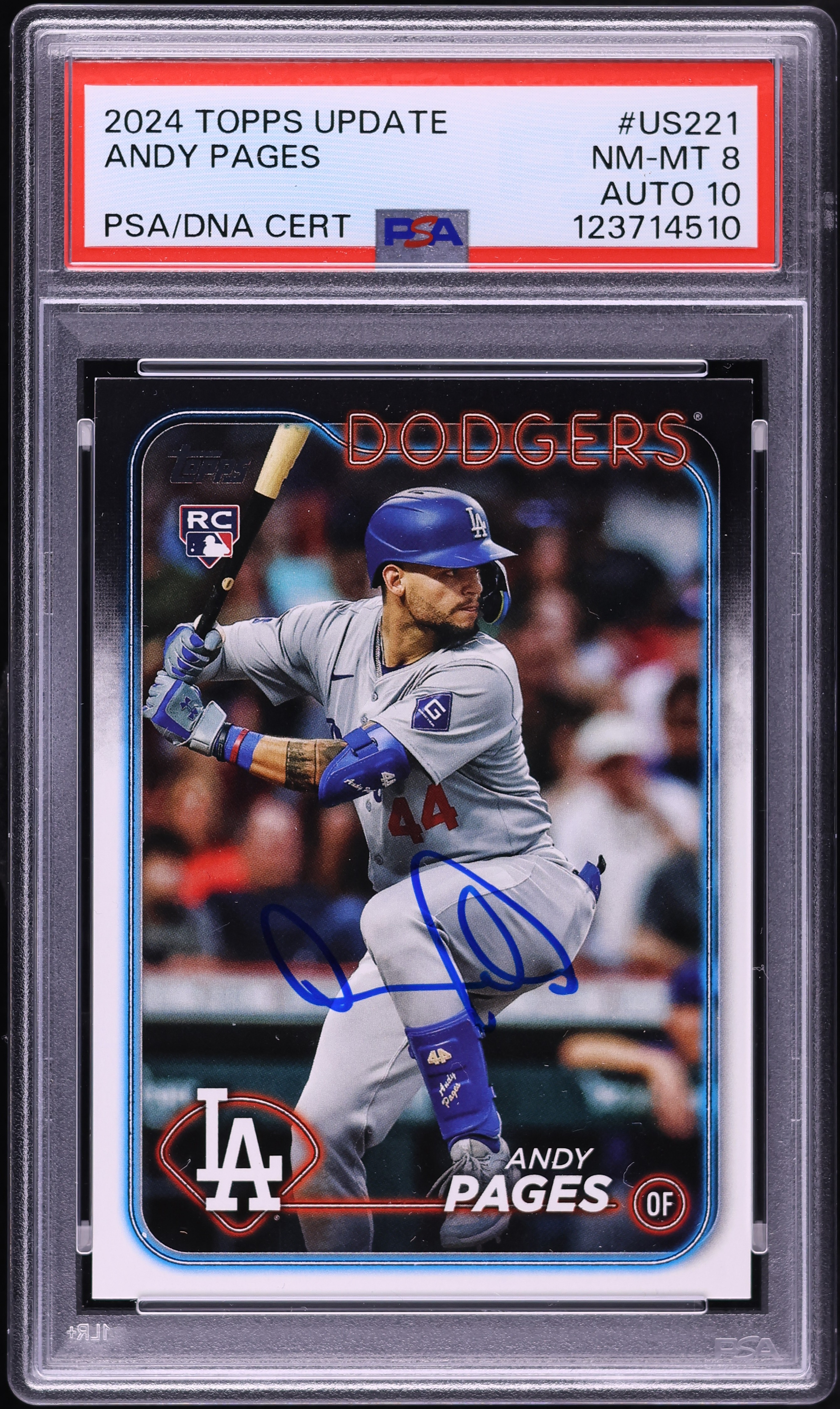 2024 Topps Update Andy Pages ROOKIE AUTO DNA 10 #US221 PSA 8 NM-MT 
