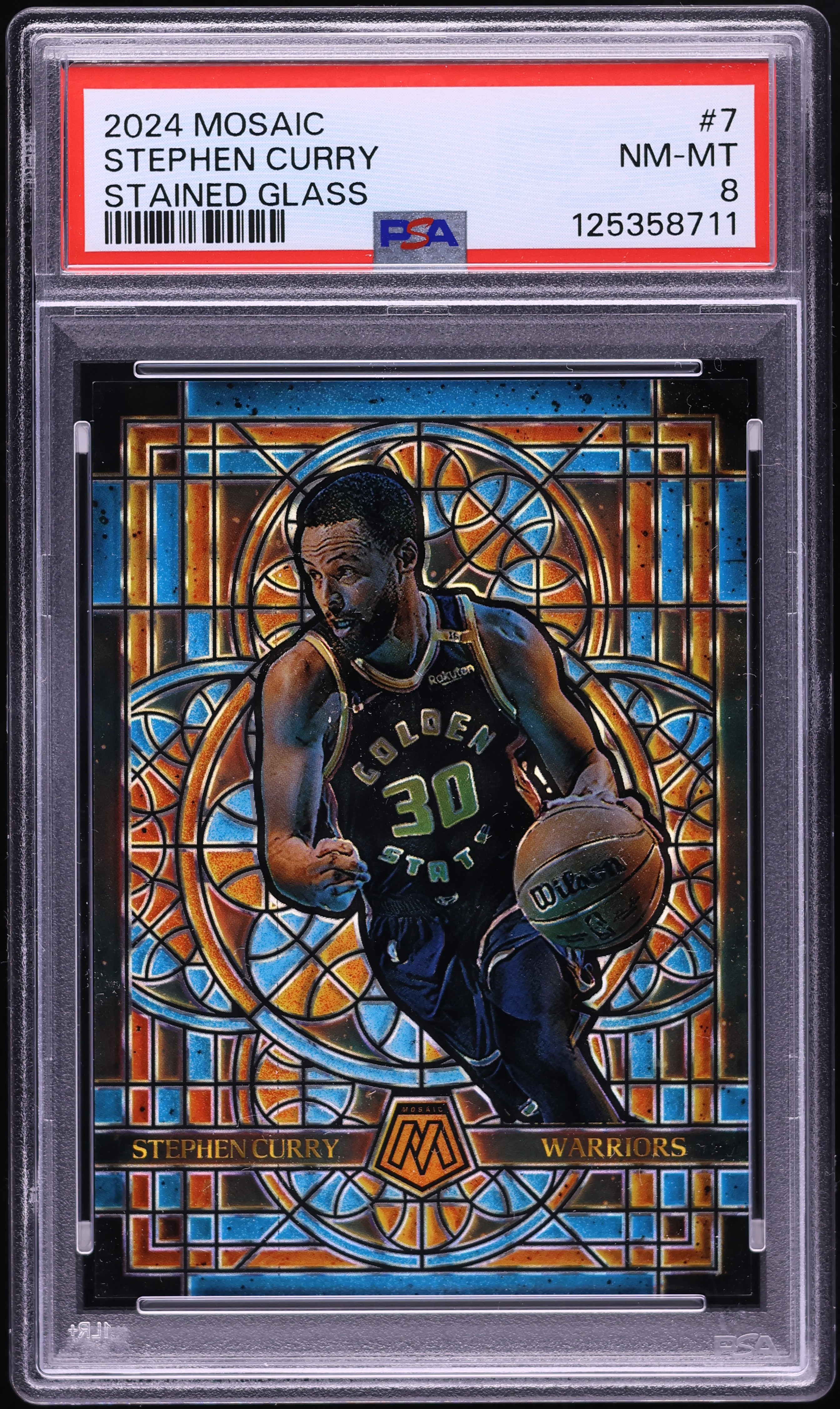 2024 Panini Mosaic Stained Glass Stephen Curry #7 PSA 8 NM-MT on