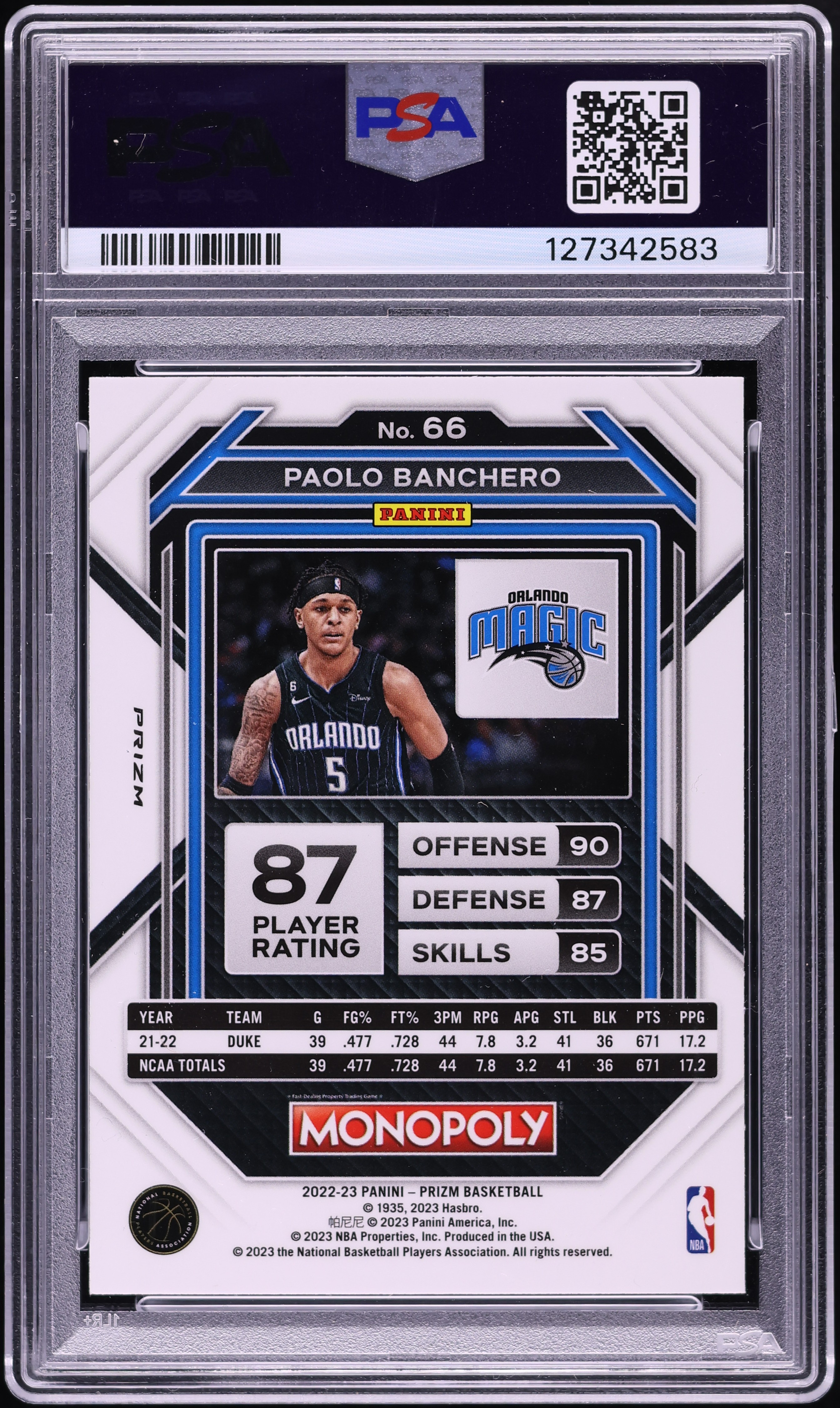 2022 Panini Prizm Monopoly Boardwalk Blue Tiger Stripe Paolo