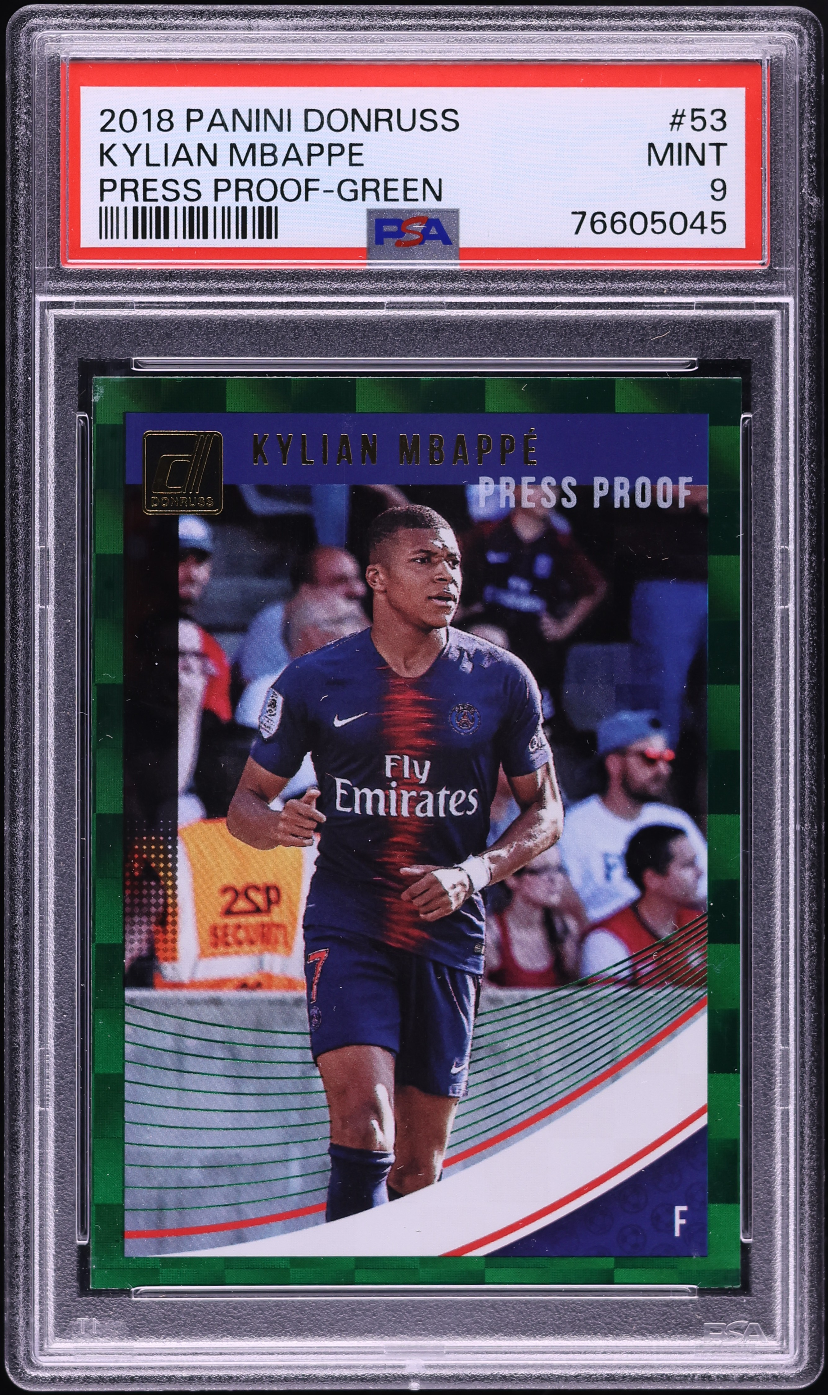 2018 Donruss Press Proof Green Kylian Mbappe ROOKIE #53 PSA 9 MINT