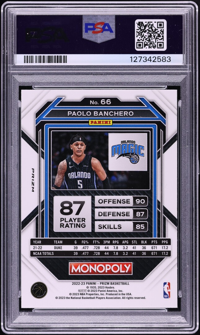 2022 Panini Prizm Monopoly Boardwalk Blue Tiger Stripe Paolo
