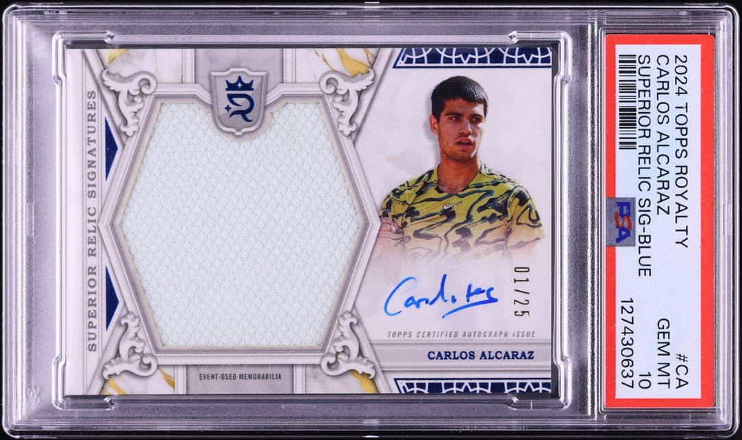 2024 Topps Royalty Tennis Superior Blue Carlos Alcaraz PATCH AUTO 1/25 PSA 10