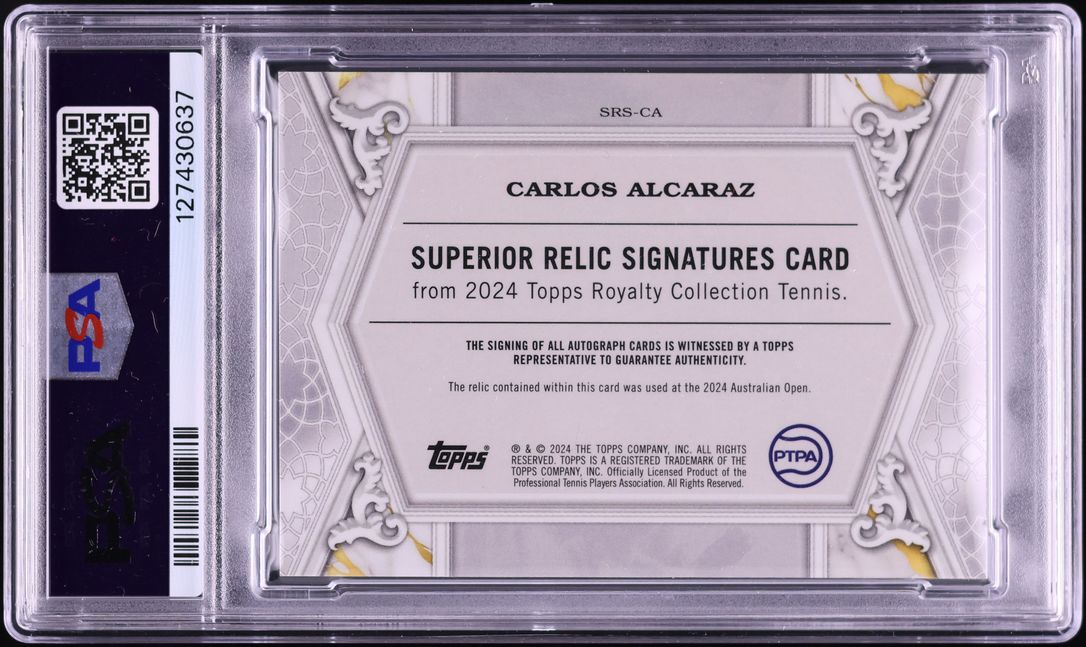 2024 Topps Royalty Tennis Superior Blue Carlos Alcaraz PATCH AUTO 1/25 PSA 10